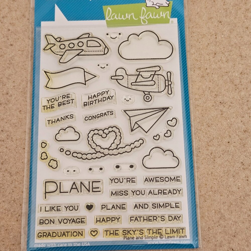 RARE PHOTOPOLYMER CLEAR STAMPS LAWN FAWN PLANE and SIMPLE CRAFT STAMP SCRAPBOOK
